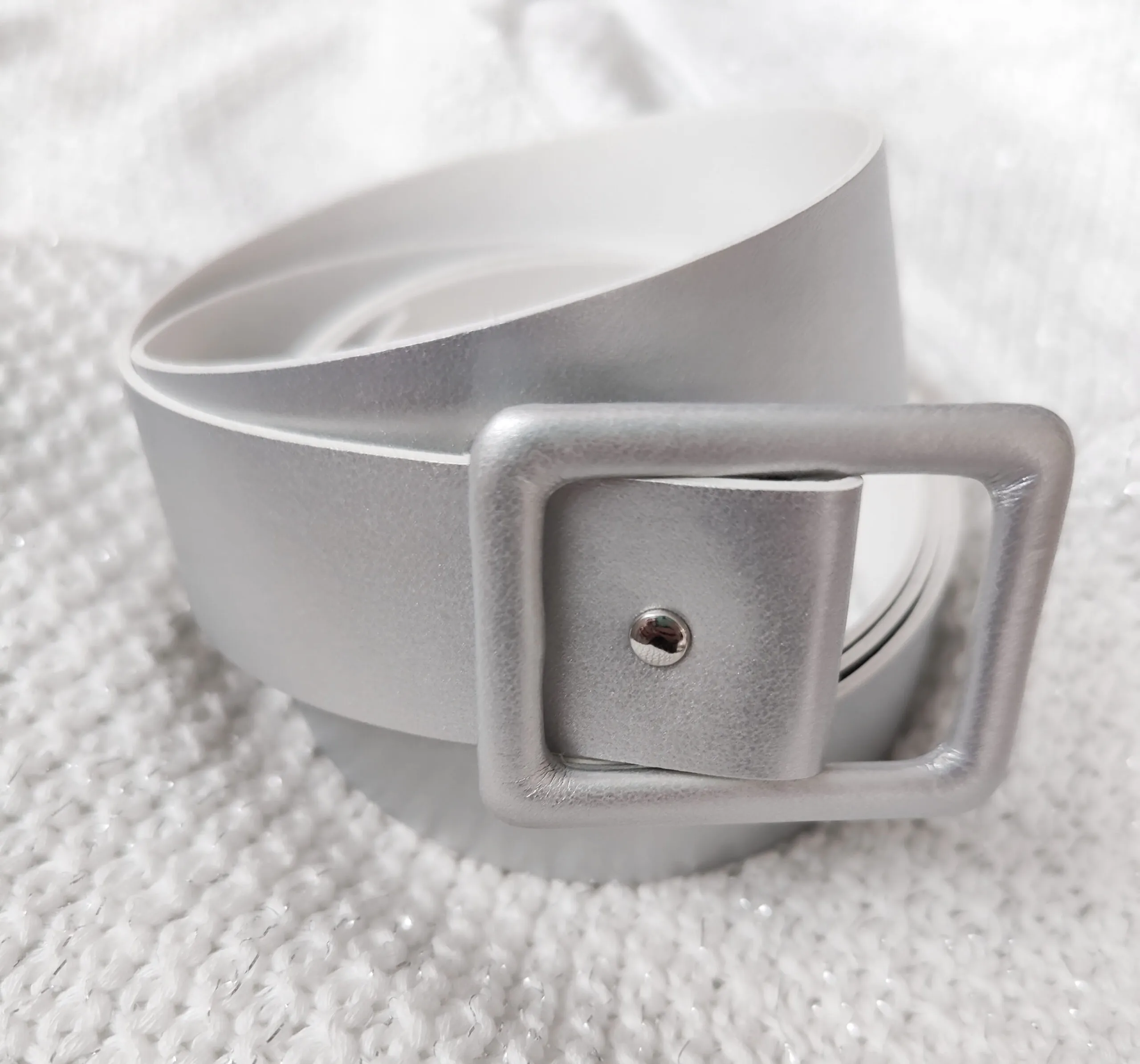 #imitation leather belt silver